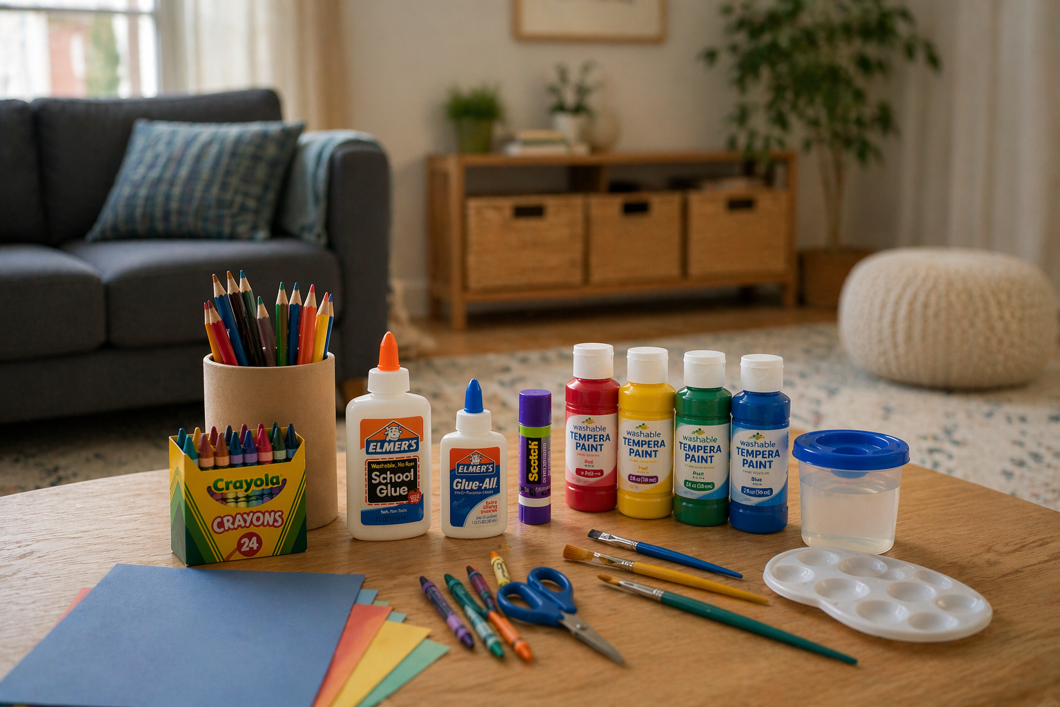 Child decorating OceanWise wooden craft with art supplies